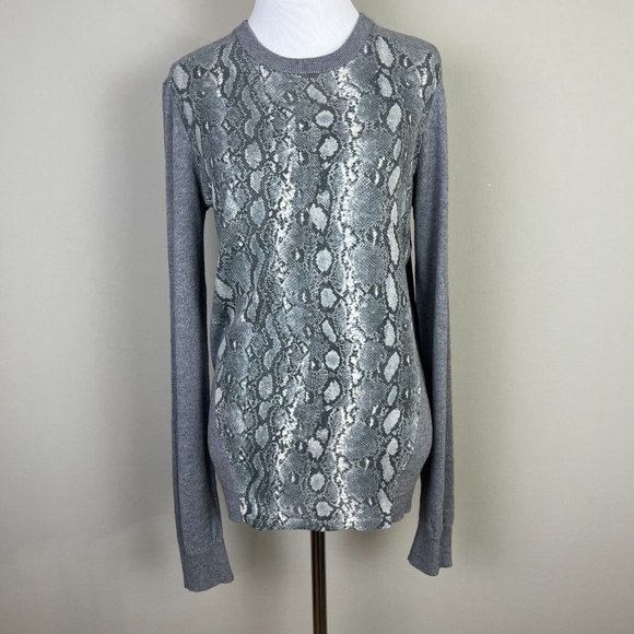 Magaschoni Sweater‎ Medium Gray Snake Silk Cashmere Lightweight Crewneck - Picture 1 of 9